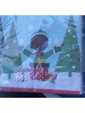 Mahogany Jolly Christmas Luncheon Napkins, 16 Ct-Black Paper Party-2 Ply